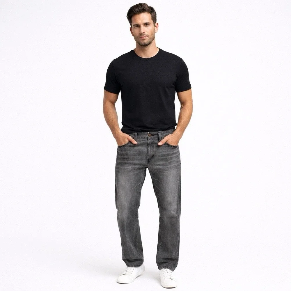 Y2K Levi 514 Pants Mens 36x30 Gray Fade Jeans Denim Flap Pockets Slim Straight